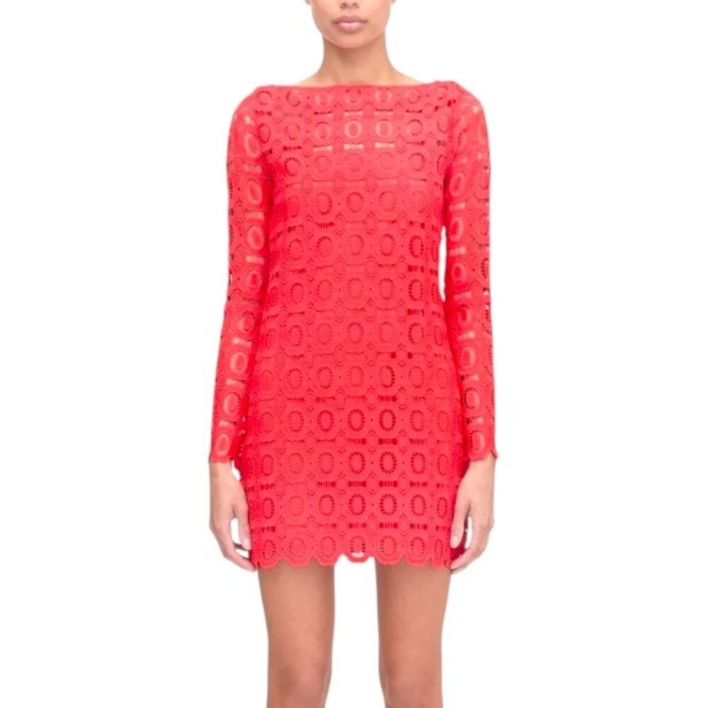 Hill House Home Red Crochet Long Sleeve Mini Dress Size S